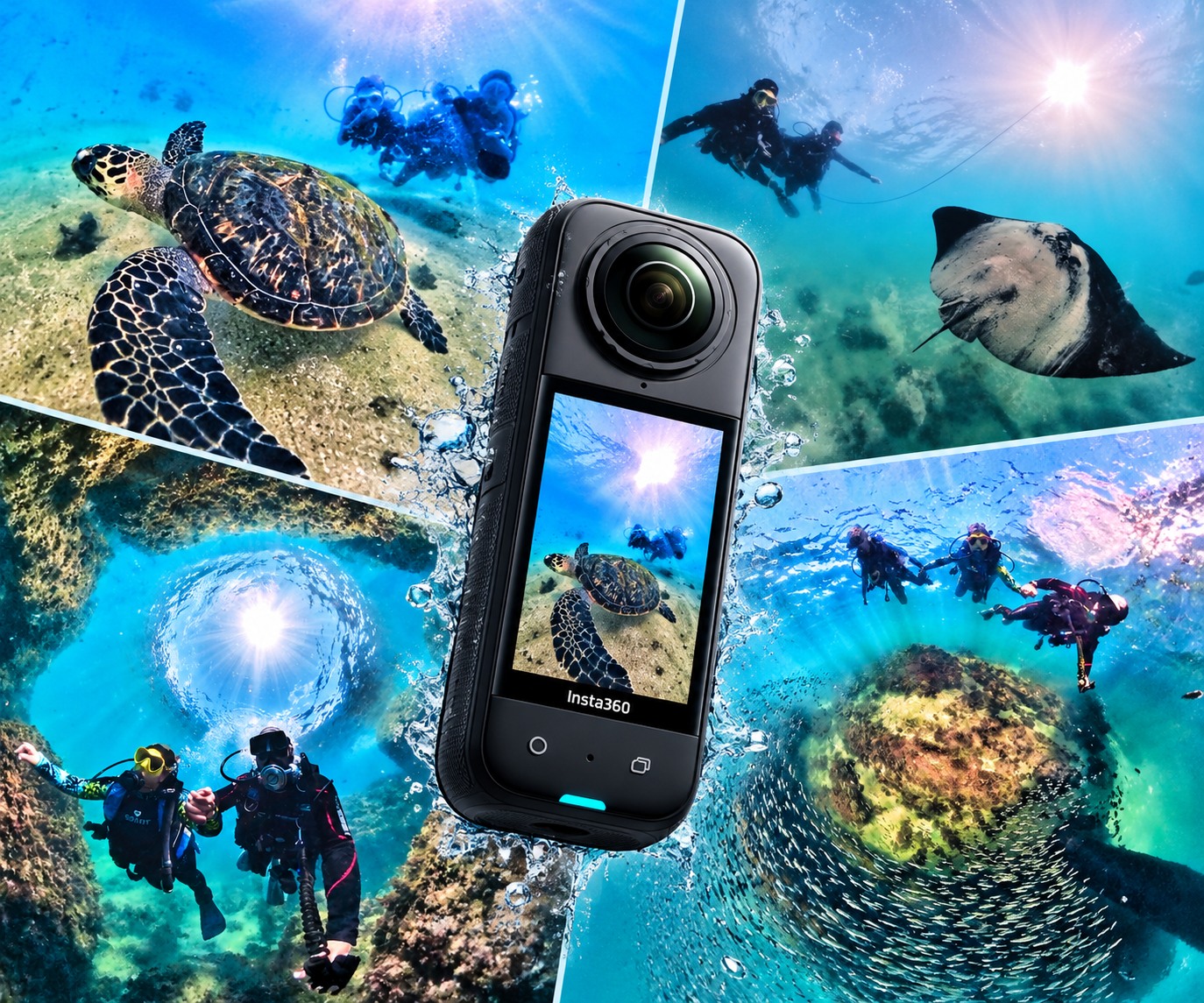 Câmera Insta360 e registros subaquáticos